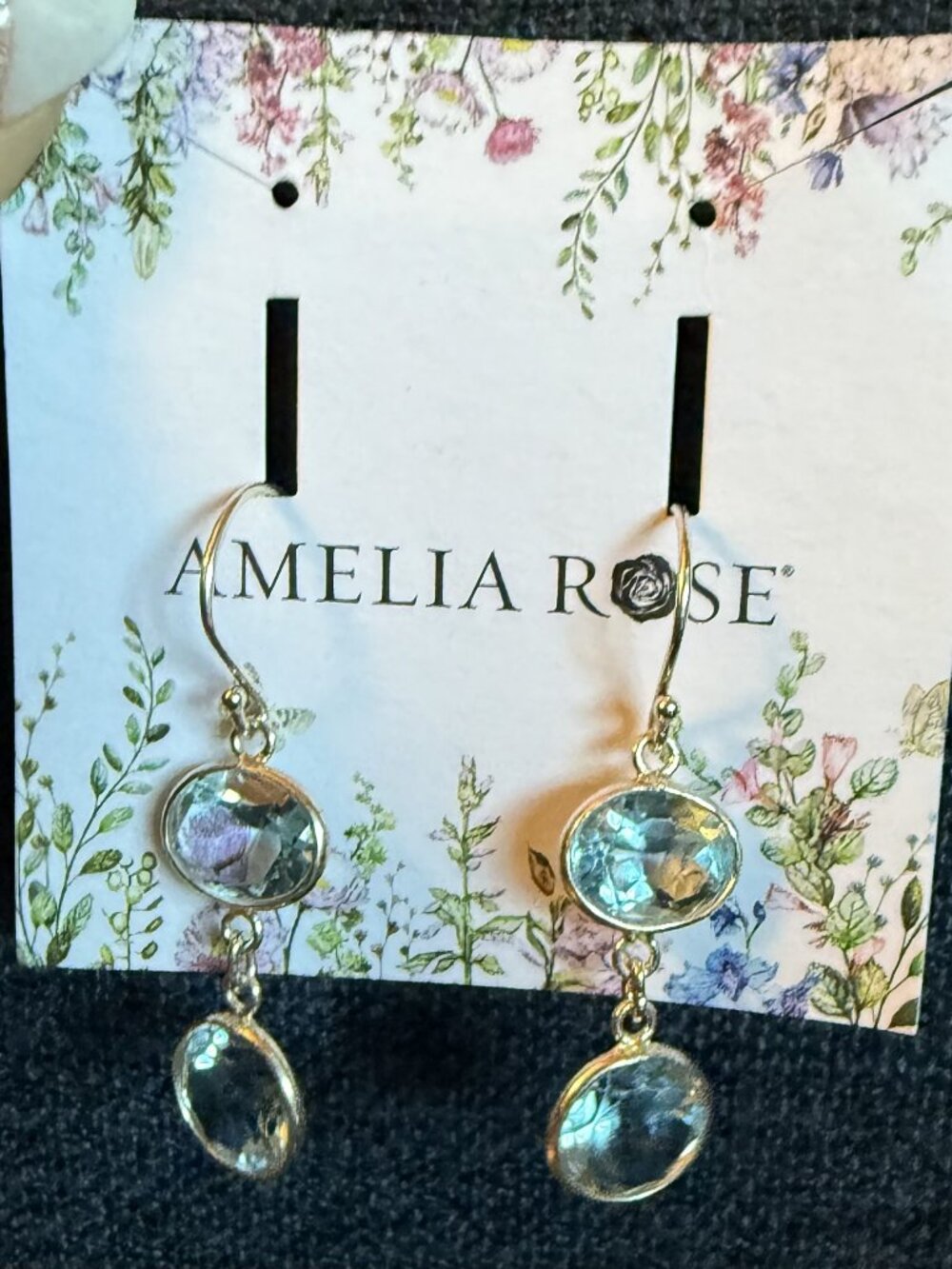 Amelia Rose Dangle Drop Earrings Light Blue